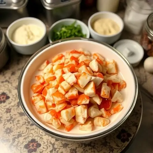 Fresh crab meat and ingredients for crab brulee recipes