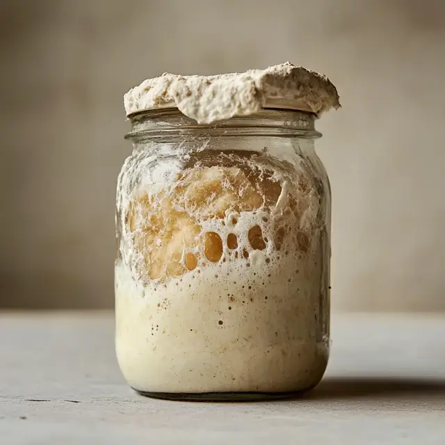 Neglected sourdough starter with visible mold