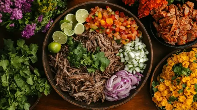 Shredded chuck roast tacos with cilantro and lime.