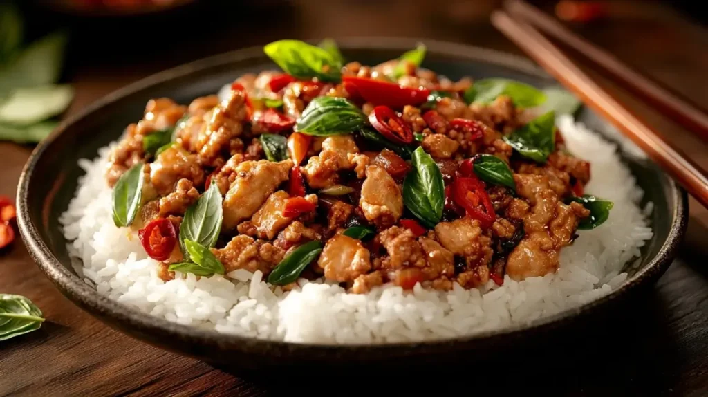 Spicy Thai Basil Ground Chicken Stir Fry